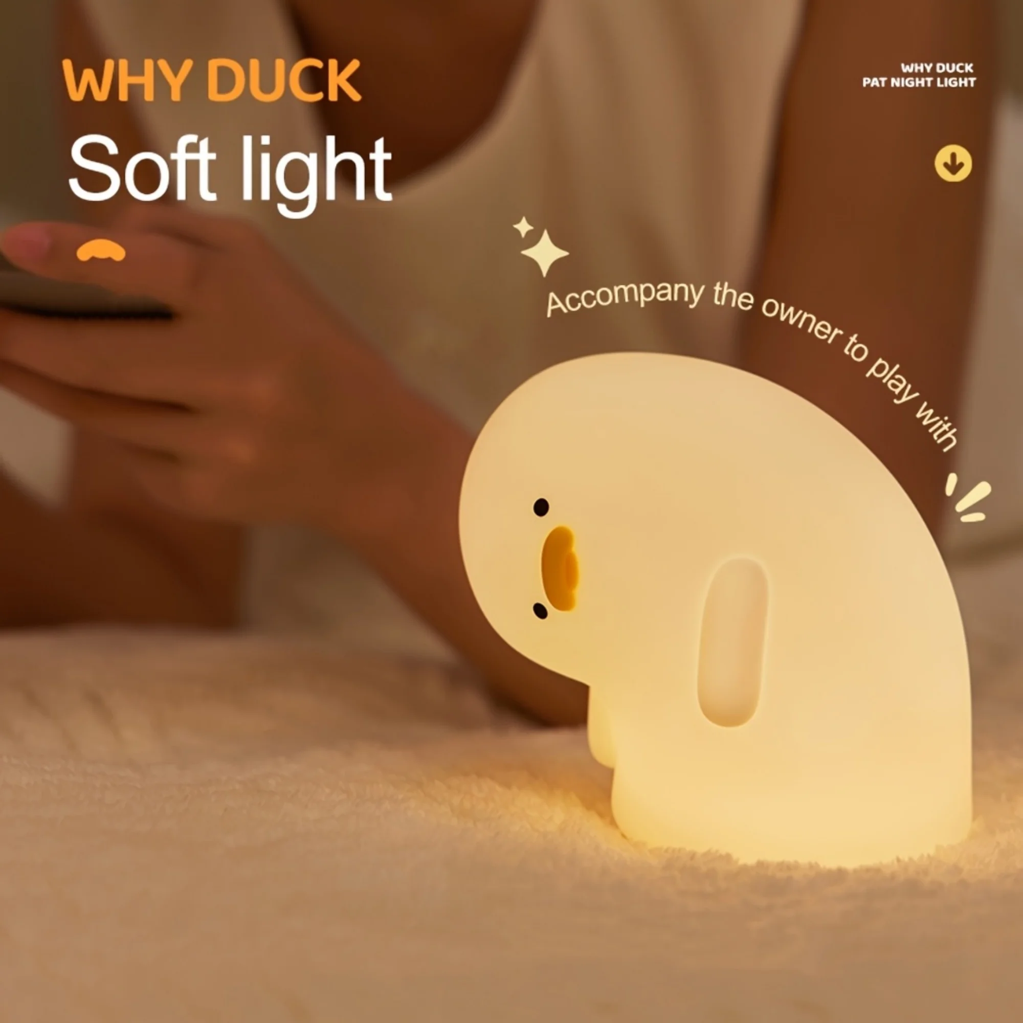 توقيت CharmingDuck ضوء الليل سيليكون مع كابل بيانات USB أباجورة سطح المكتب القراءة العطلات وأعياد الميلاد هدية