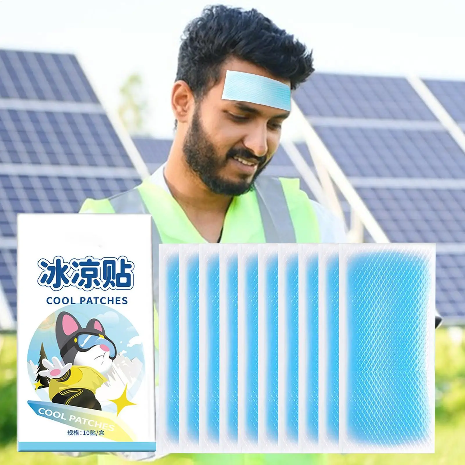 10PCS Cooling Gel Patch 8H Long Lasting Disposable Cooling Sticker Outdoor Camping Hiking Summer Heat Relief Body patches