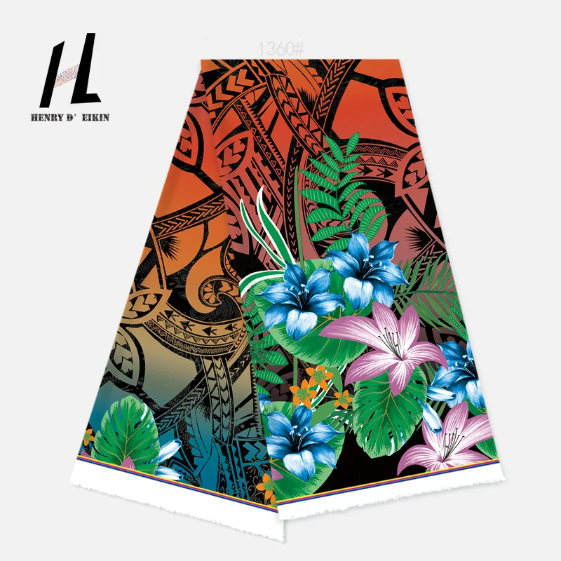 Polynesian New Design High Quality Digtial Flower Print Fabric for Mumu Dresses