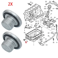 2X For Citroën Nemo Ford KA 2009 2010 2011 2012 2018 Car Engine Oil Drain Sump Plug Bolt M14X1.5 Screw Replacement Part 90502556