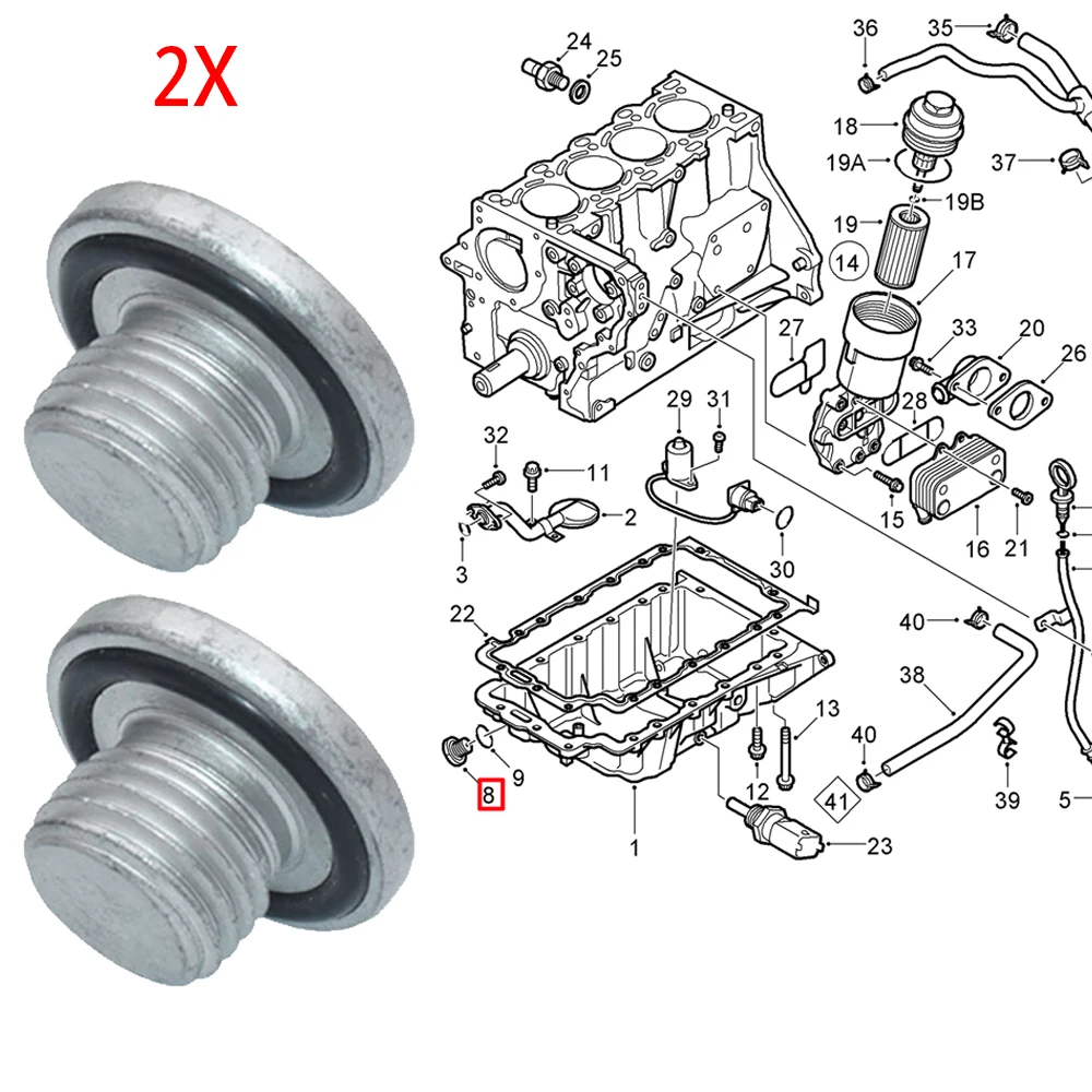 2X For Citroën Nemo Ford KA 2009 2010 2011 2012 2018 Car Engine Oil Drain Sump Plug Bolt M14X1.5 Screw Replacement Part 90502556