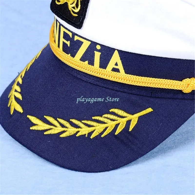 Y88A قبعات ذات حواف كبيرة الحجم مطرزة من القطن قبعة البحارة للرجال والنساء وإكسسوارات الأزياء والأنشطة الخارجية #3