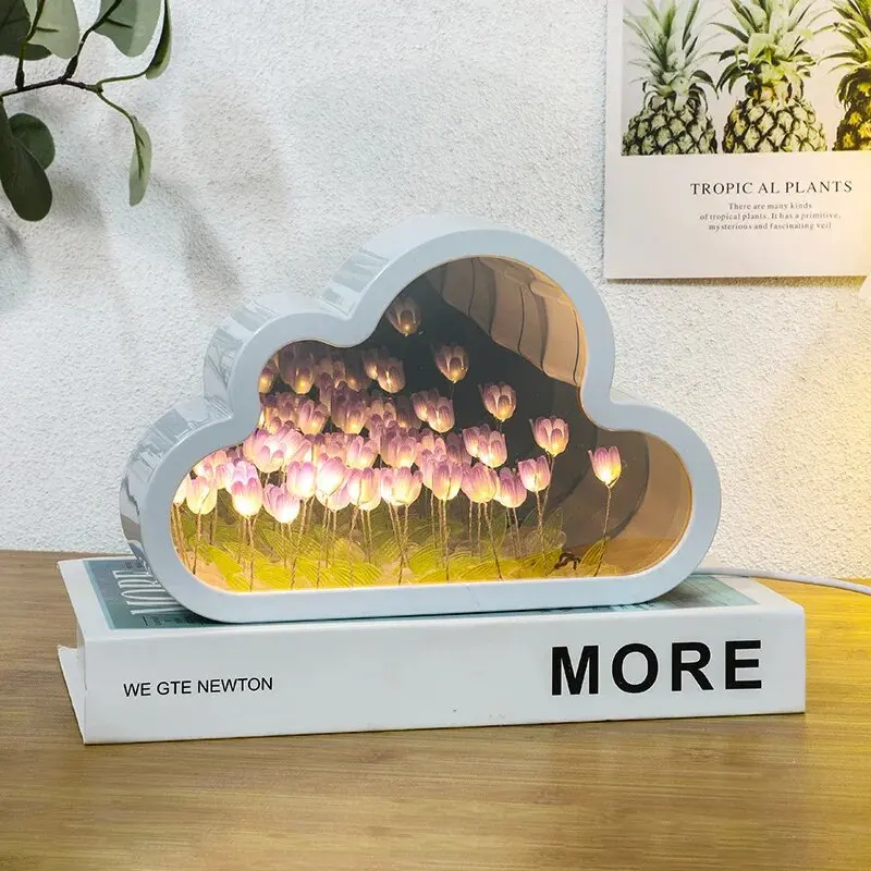 Tulip Cloud Sea of Flowers Night Light Creative Light Atmosphere Light Transparent Qixi Lovers Gift Desktop Decoration