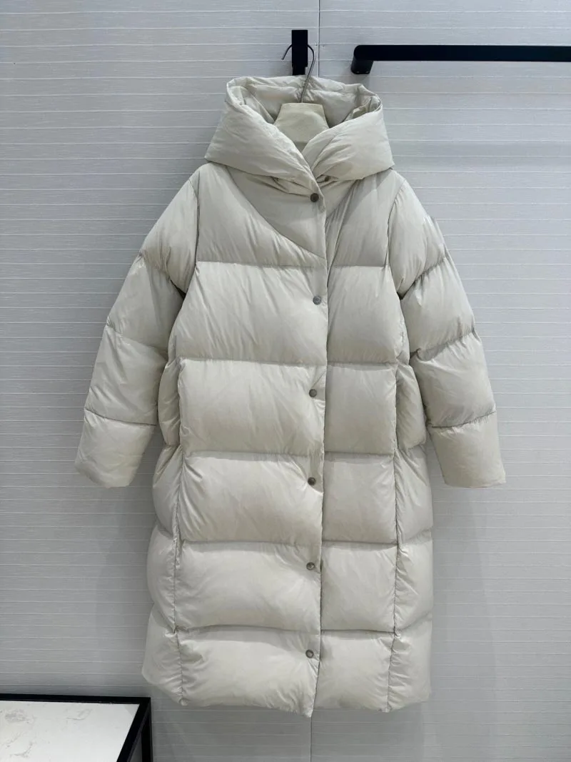 2024 Winter New Women's Goose Down Jacket Fashionable Loose Windproof Hooded Warm High end Down Jacket