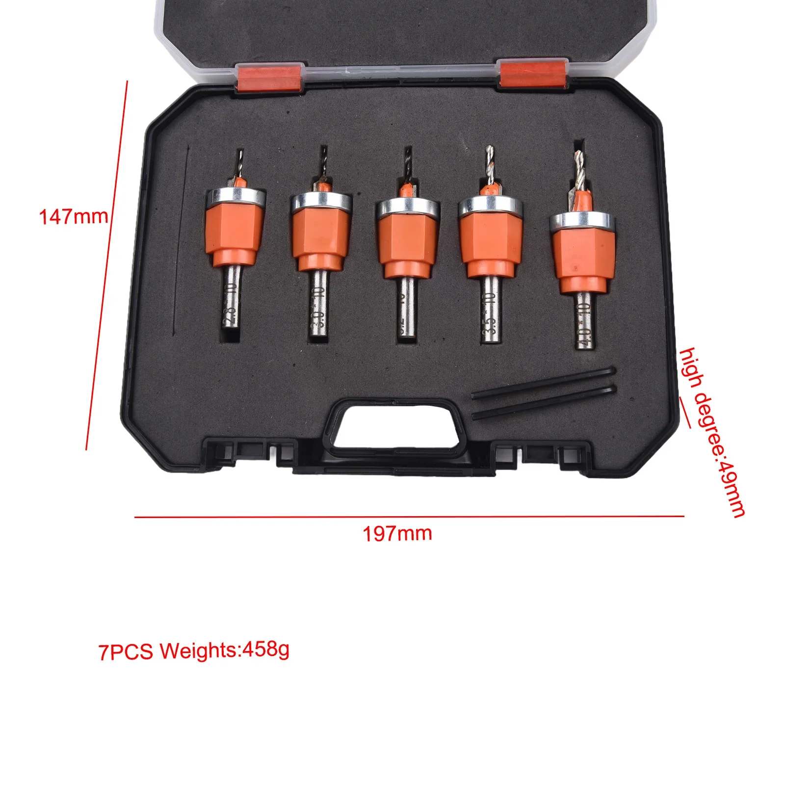 

Bit Carrying Case Countersink Drill Bit Portable Total Length Blade Length Uniform Holes Carrying Case Compact