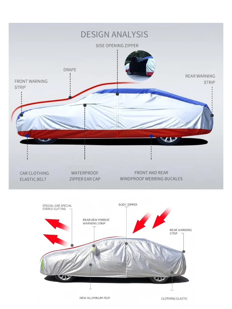 For car Car Covers Outdoor Waterproof Sun Rain Snow Protection UV Auto Cover   Car Protective Full Covers color blocking 2