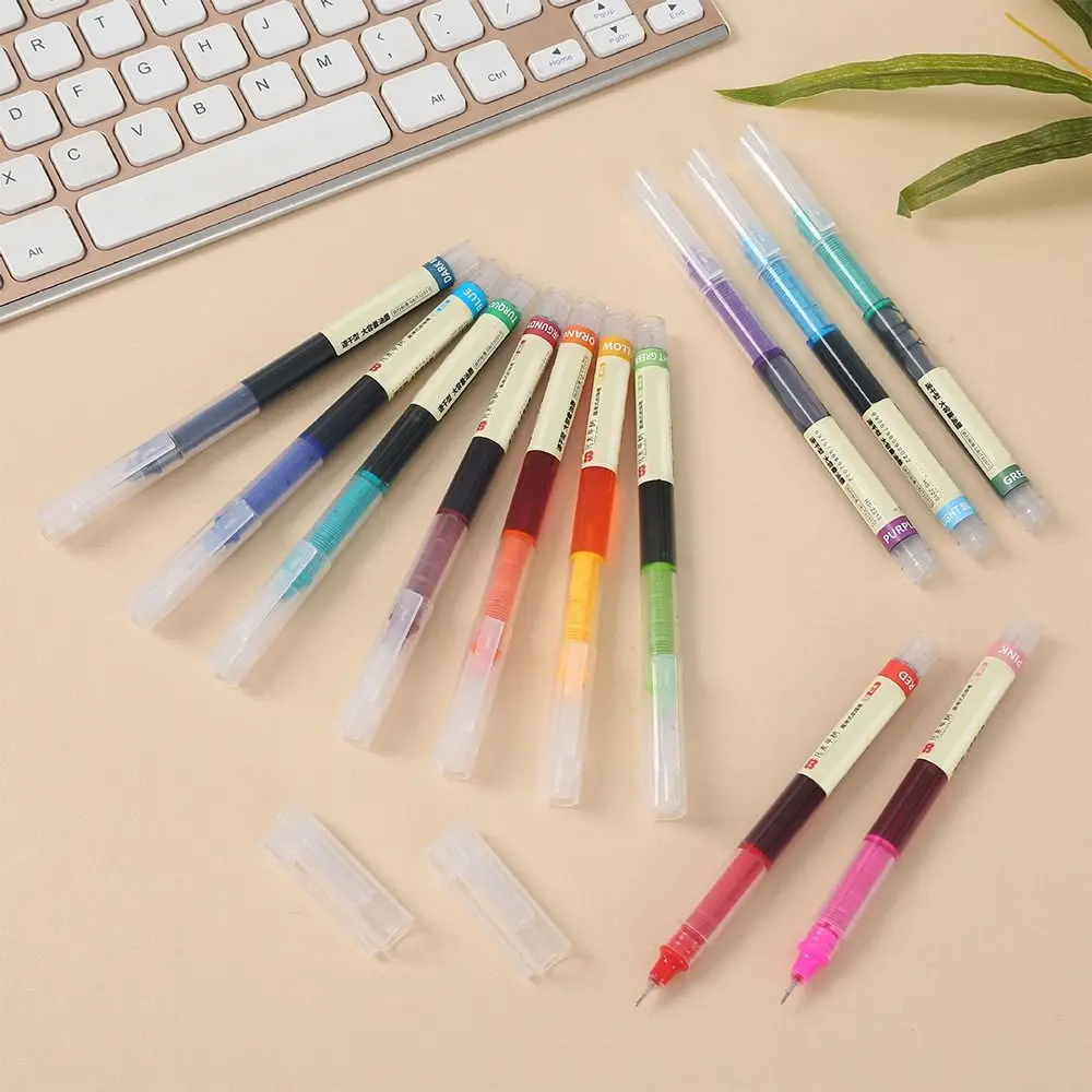 Simple Quick-drying Gel Pen Press Type 12Colors Ink Neutral Pen 0.5mm Pen Tip Ballpoint Pen Student Test