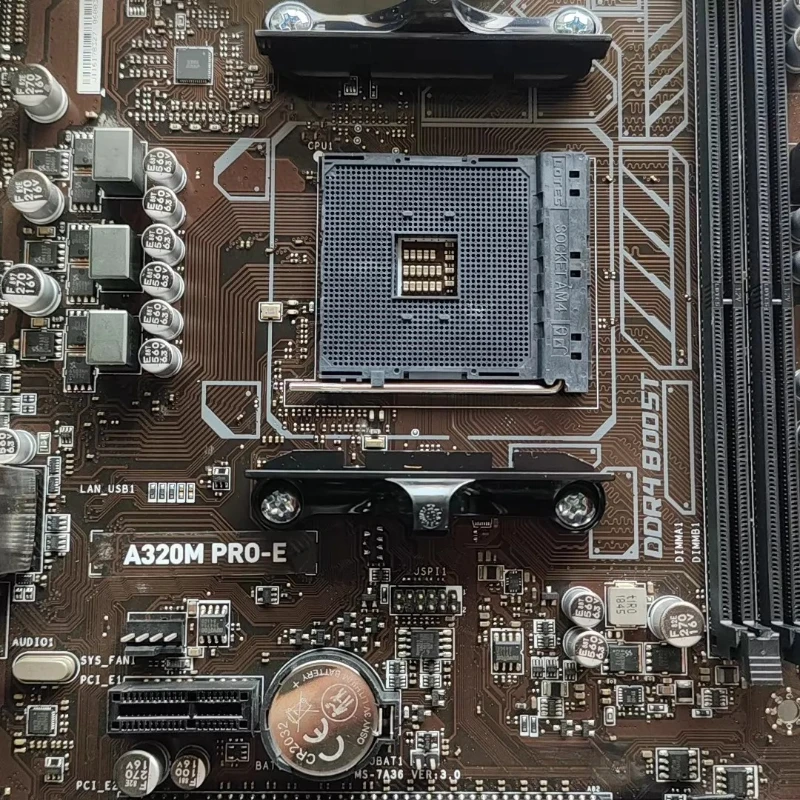 Used A320M PRO-E Motherboard AMD A320 Chipset AM4 Socket DDR4 VGA DVI for MSI