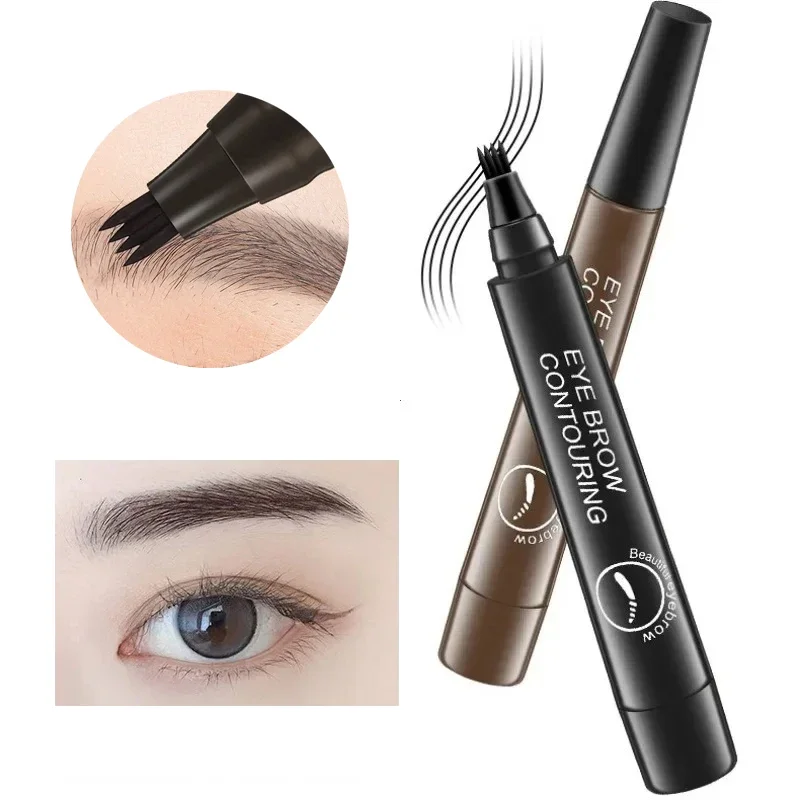 EyebloguTattoo-Stylo de tatouage pour microblading, étanche, 4 pointes de fourchette, longue durée, professionnel, croquis fin, amélioration des galets, crayon pour sourcils