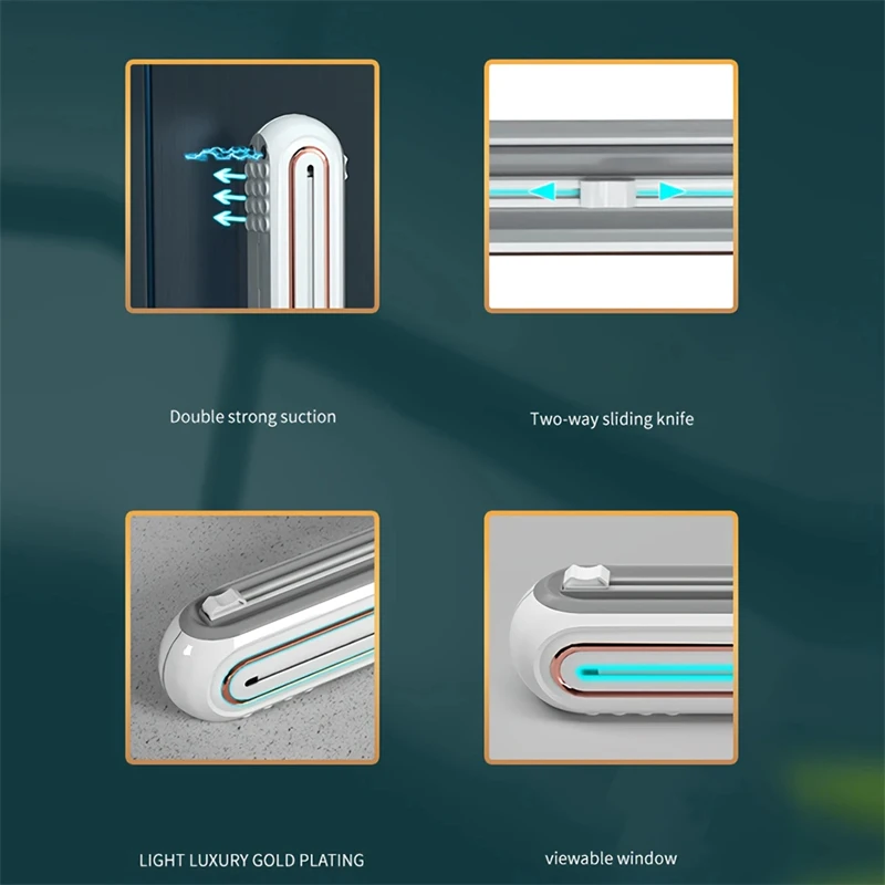 1pc Two-way Sliding Knife Magnetic Plastic Cling Wrap Cutter Multifunctional Food Cling Film Dispenser Kitchen Accessories