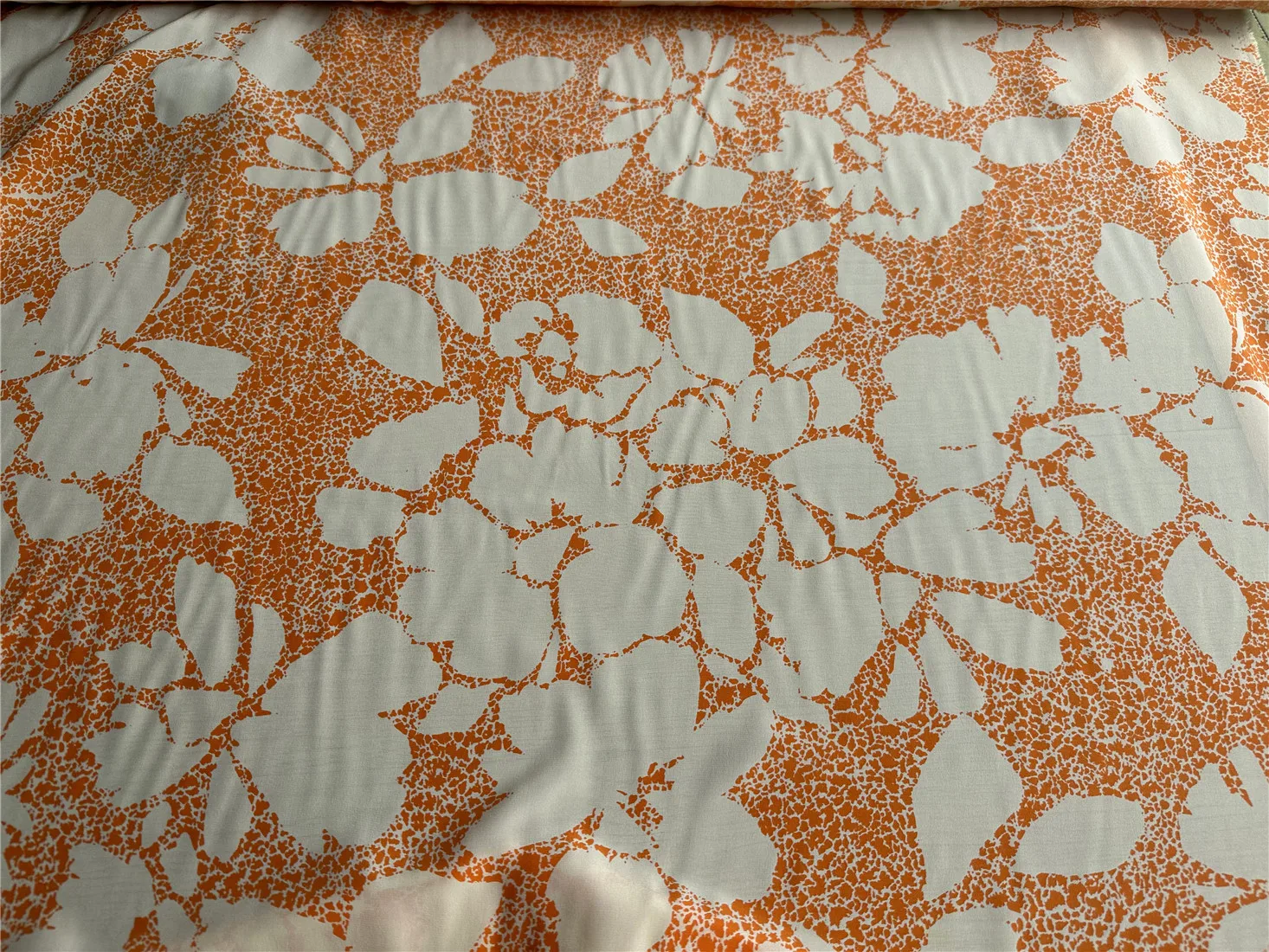 1 meter 100% Mulberry Silk 18 momme Crepe Silk Fabric Orange Printed 140cm 53" wide by the yard JJ529 image 3