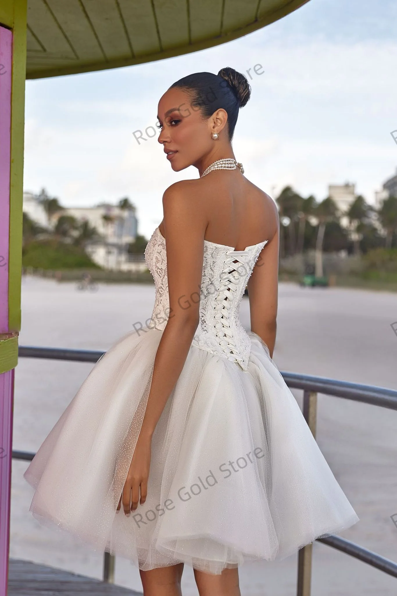 Neue Weiße Kurze Brautkleider Schatz Spitze Appliques Robes de Soiree für Braut Angepasst Mini Tüll Vestido De Noiva