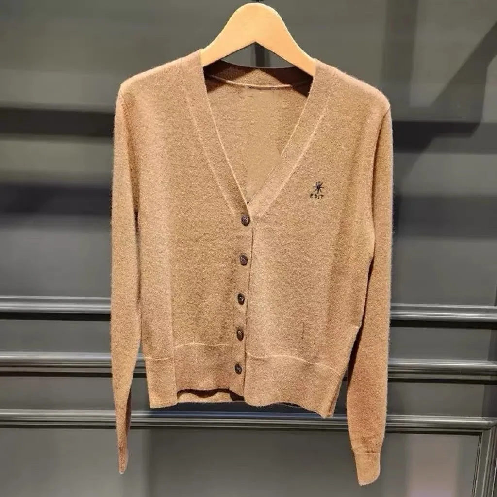 

Классический вязаный шерстяной кардиган SIS26 с V-образным вырезом, универсальный, с длинными рукавами, однотонный, на пуговицах, для весеннего гардероба