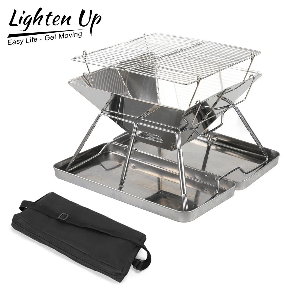 

Square Camping Wood Stove Mesh Grill Small Size Windproof Outdoor wild Survival Travel Tourism Stainless Steel Cook Equipment