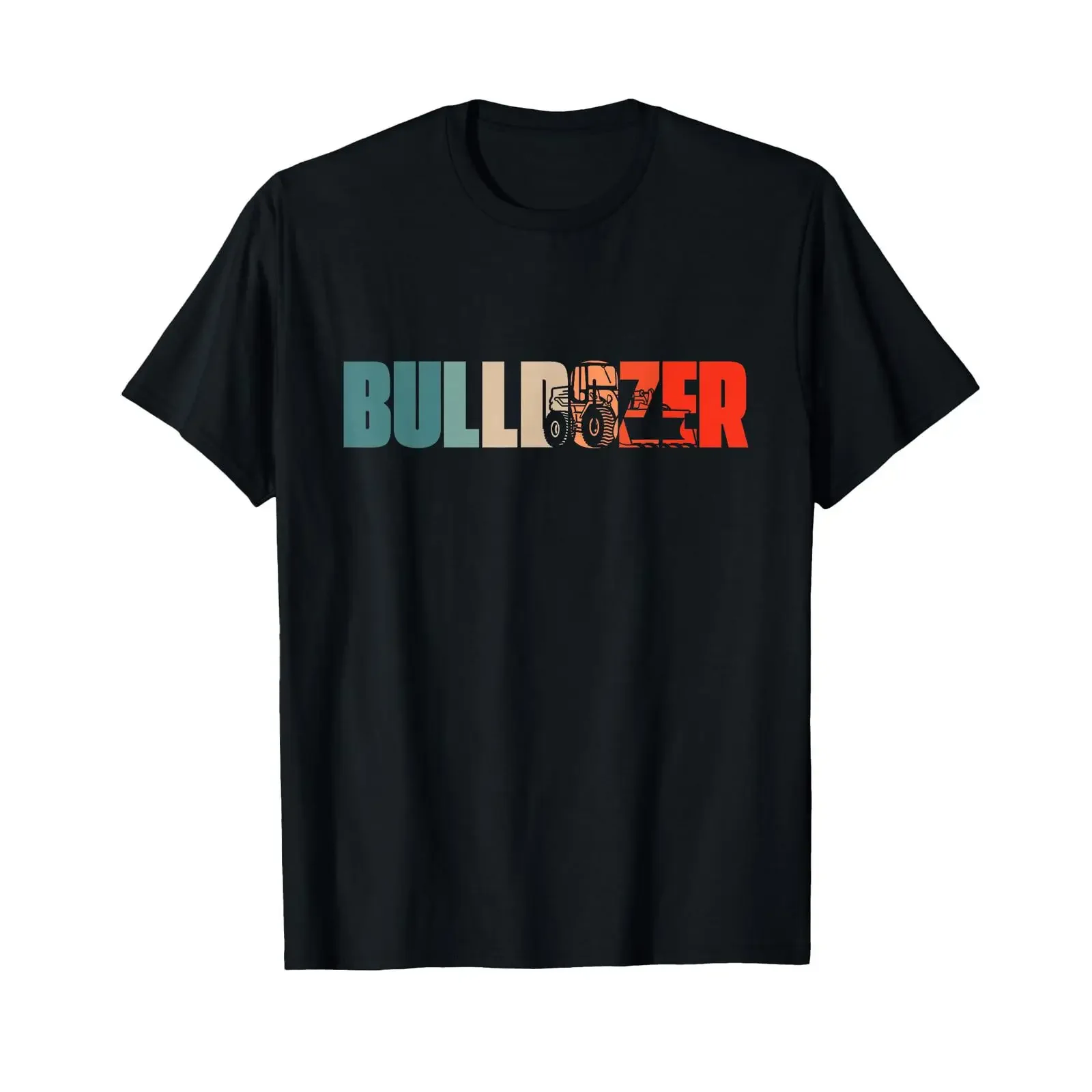Retro Bulldozer T Shirt black vintage Washed Slightly Versatile streetwear Unisex designer clothes fashion homme Casual