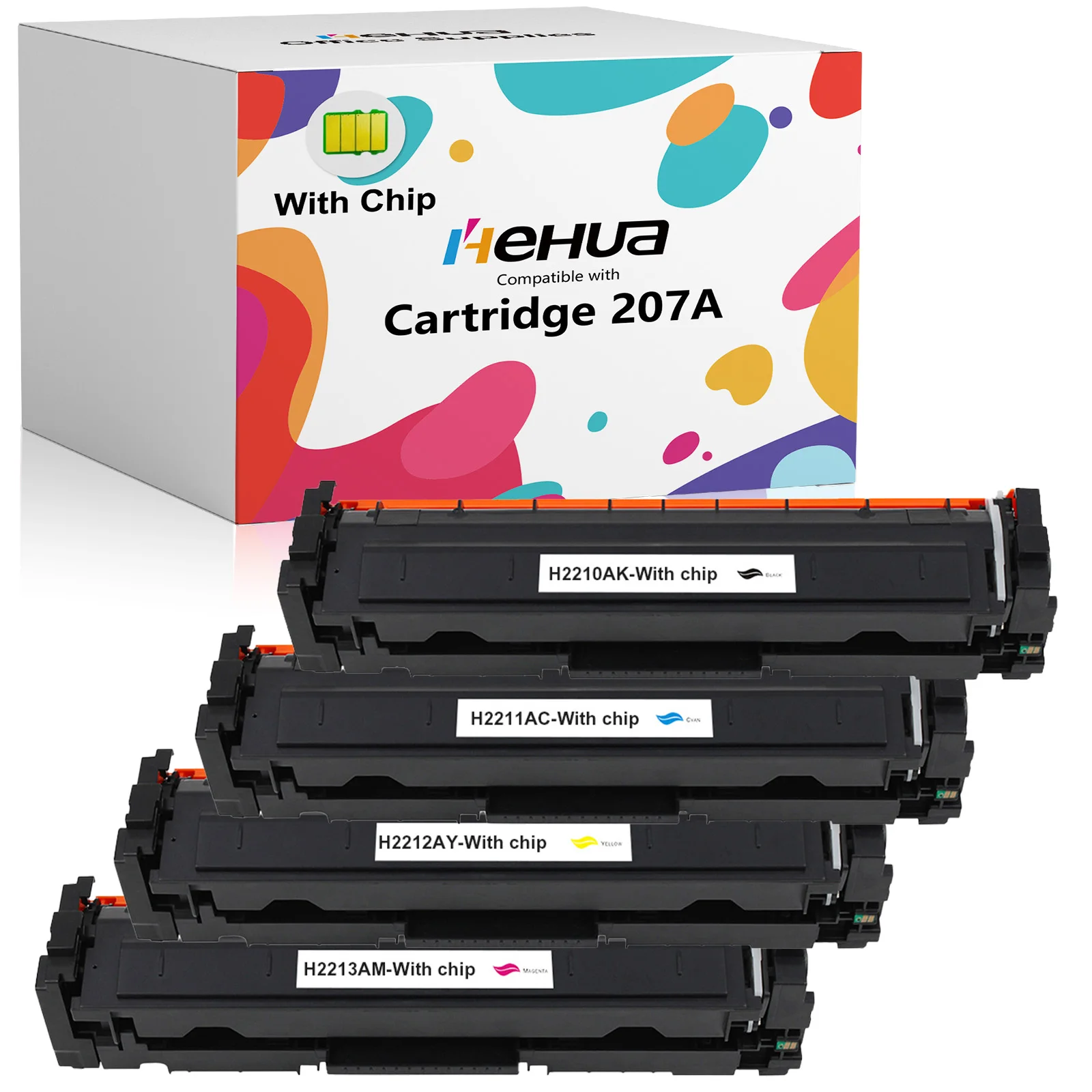 4 X 207A W2210A W2211A W2212A W2213A Tonerkartuschen Kompatibel mit HP Color LaserJet Pro M255dw M282 283fdw
