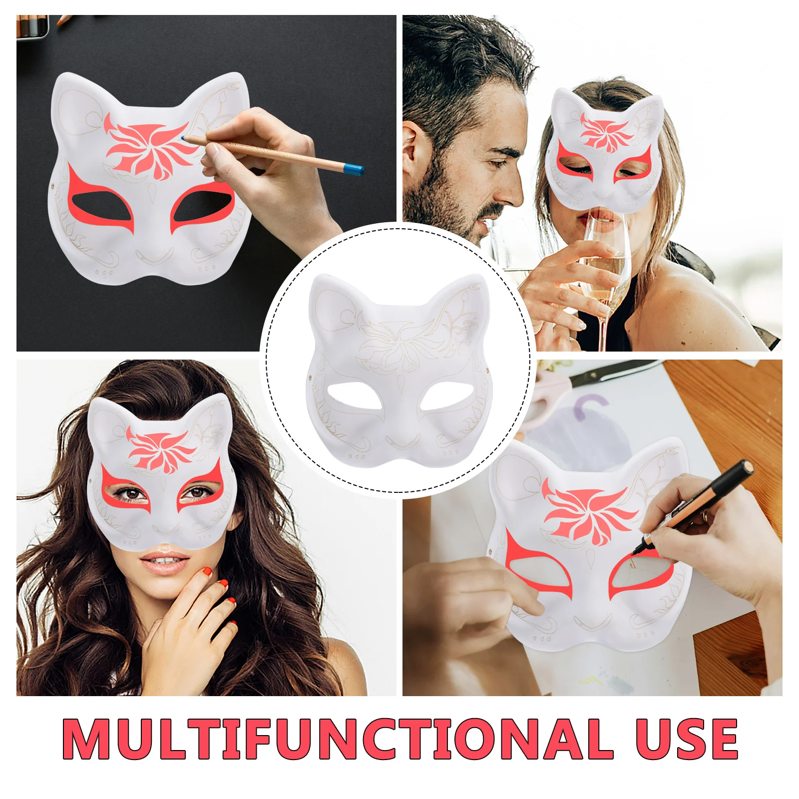 

Cat Face DIY Mask Paper Blank Safe for Painting Halloween Masquerade Costume Party Prom Craft DIY Mask Craft Blanks