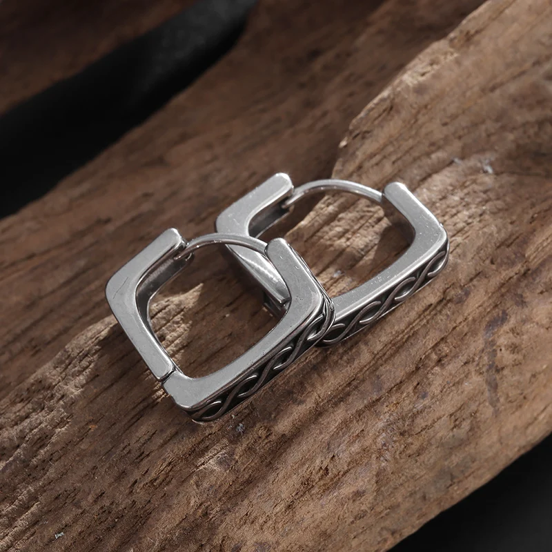 Popular Retro Square Earrings for Men and Women, Hypoallergenic Hip-Hop Rock Earrings