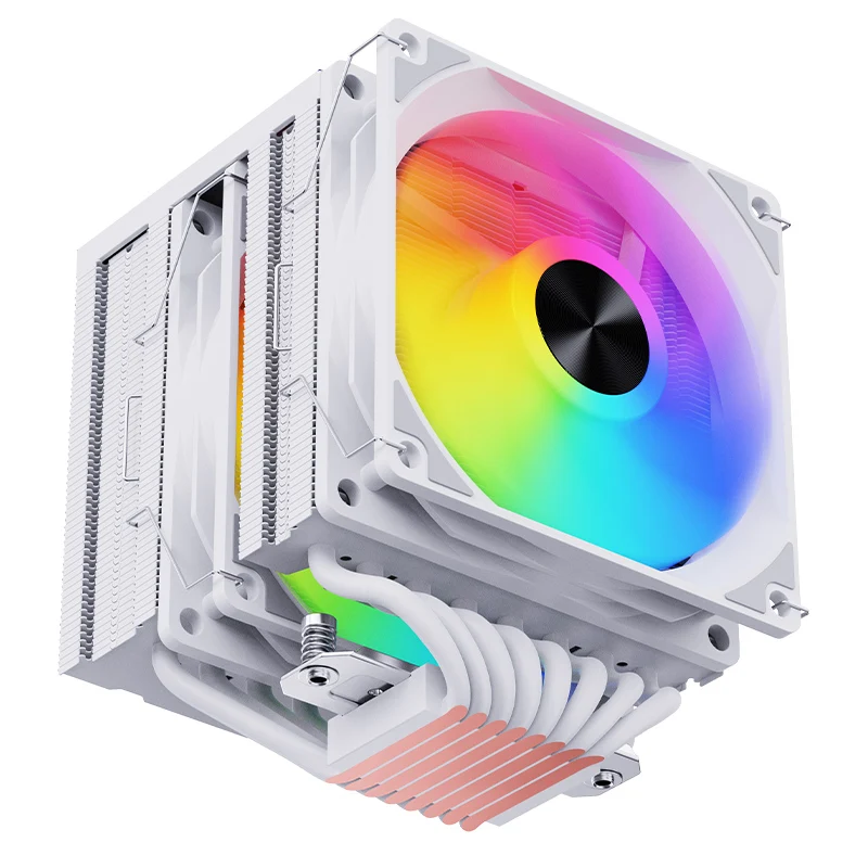 

DC12v 4pin PWN white double tower RGB color cpu cooling 6 heat pipes cpu cooling fan with high air volume and low noise