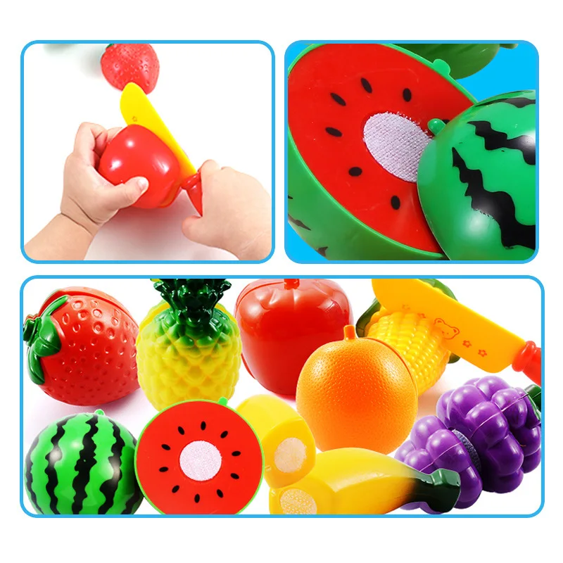 9pcs Kids Pretend Play Kitchen Toys Can Cut Fruits Vegetables Simulation Food DIY Educational Games Girls Boy Toy Christmas Gift