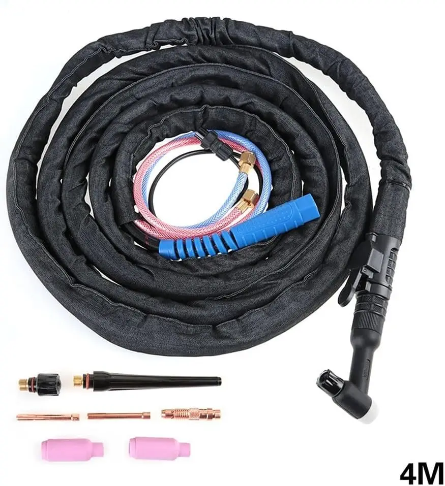 

WP18 TIG Welding Torch Set, Water Cooled 4M TIG Welder Torch Cable with 16mm Threaded Nut Connector for 1.6–3.2" 350A
