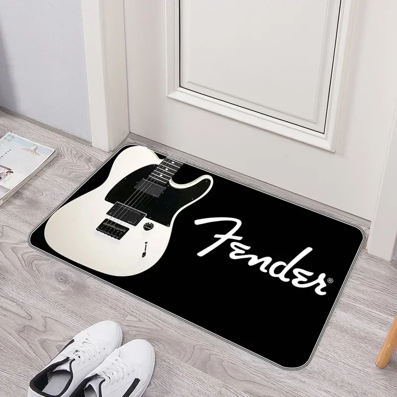 Entrance Doormat Fender Guitar Logo Door Carpet Washable Non-slip Rug Absorbent Mat Brands Bedroom Bathroom Rugs House Room Mats