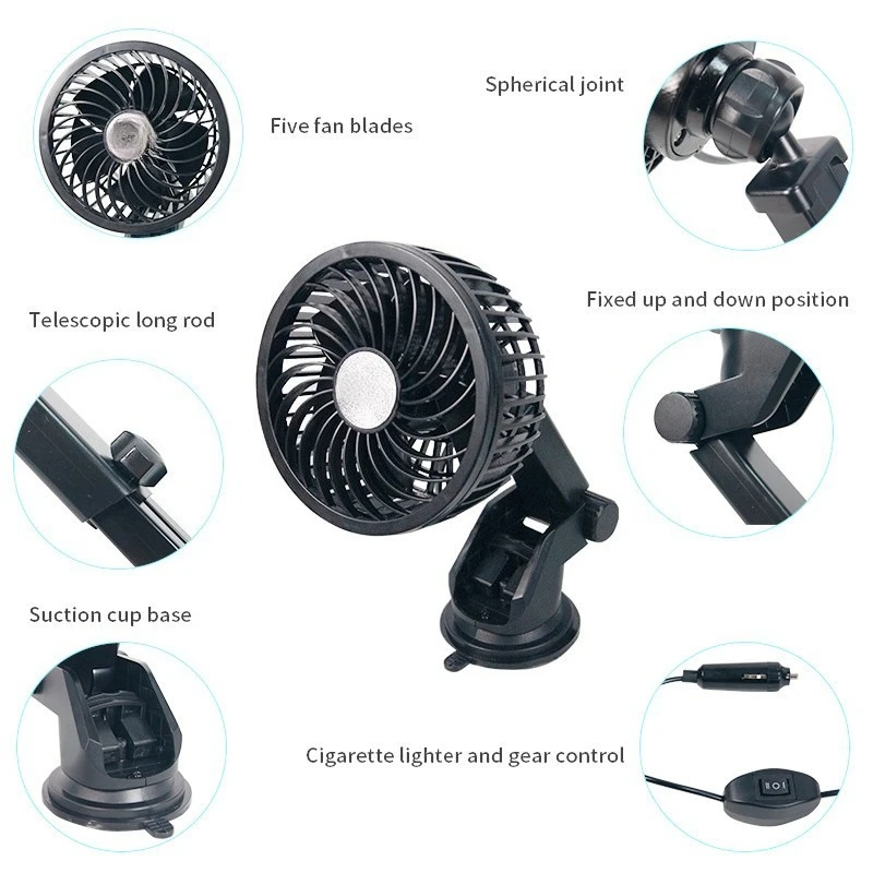 Car Electric Fan, Silent Car Fan, Summer Cigarette Lighter Single Head