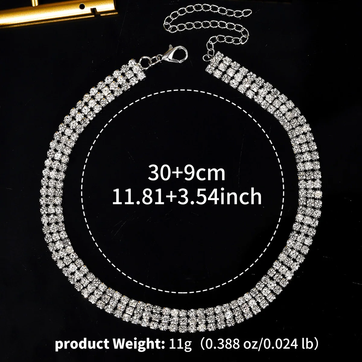 Simple Three Rows Rhinestone Necklace Elegant Crystal Necklace For Women Daily Jewelry Matching Mother's Day Gifts