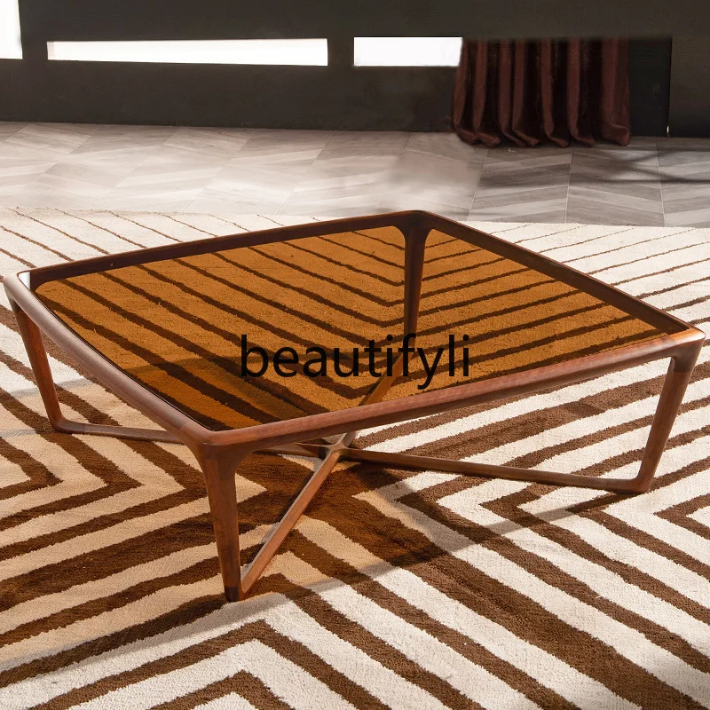 

North American Black Walnut Coffee Table Modern Nordic Style Tea Table for Living Room Home Use Small Apartment