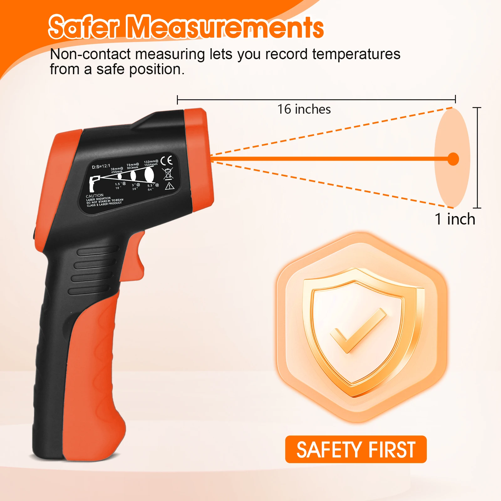 Infrared Thermometer Non Contact Laser Temperature Gun -50 to 550℃ Adjustable Emissivity for HVAC Cooking Automotive