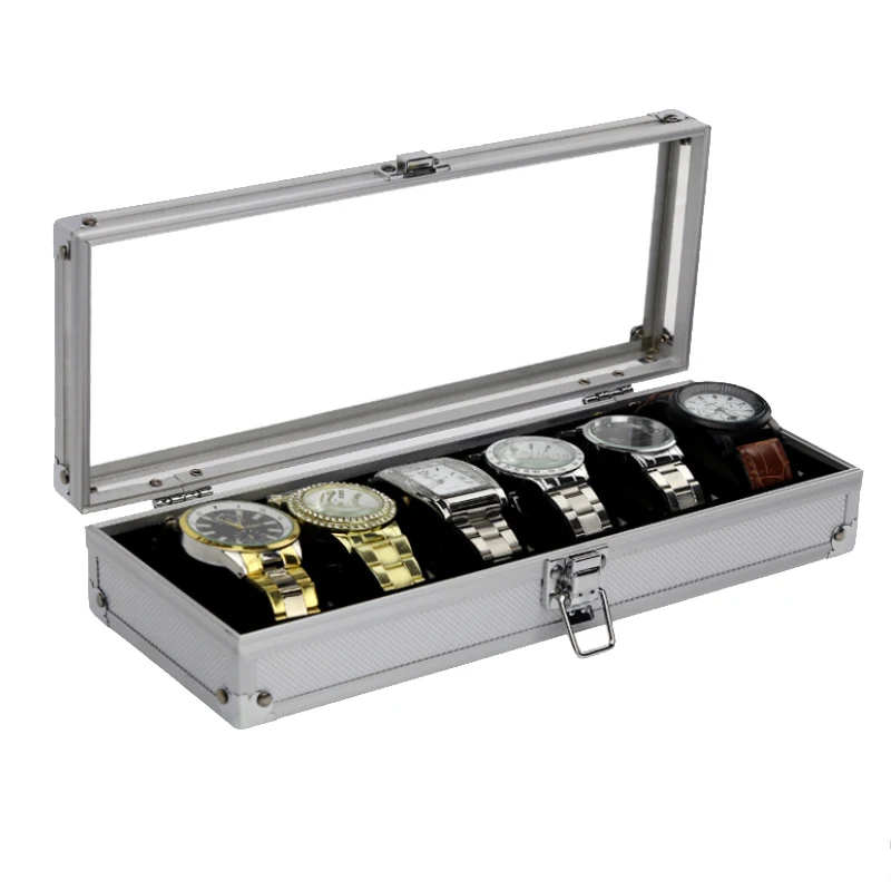 VANSIHO 6/10/12/24Grids Aluminum Alloy Box For Watch Pick Up Watch Storage Display Box With Multiple Slots