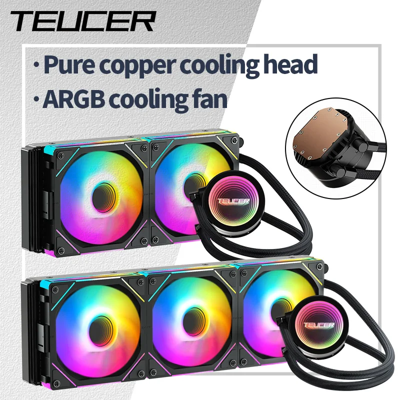 Teucer 240 360 Water CPU Cooler z wentylatorem JM-1 ARGB Zintegrowany radiator cieczy Intel LGA 1700//1200/1150 2011 AM4 AM5