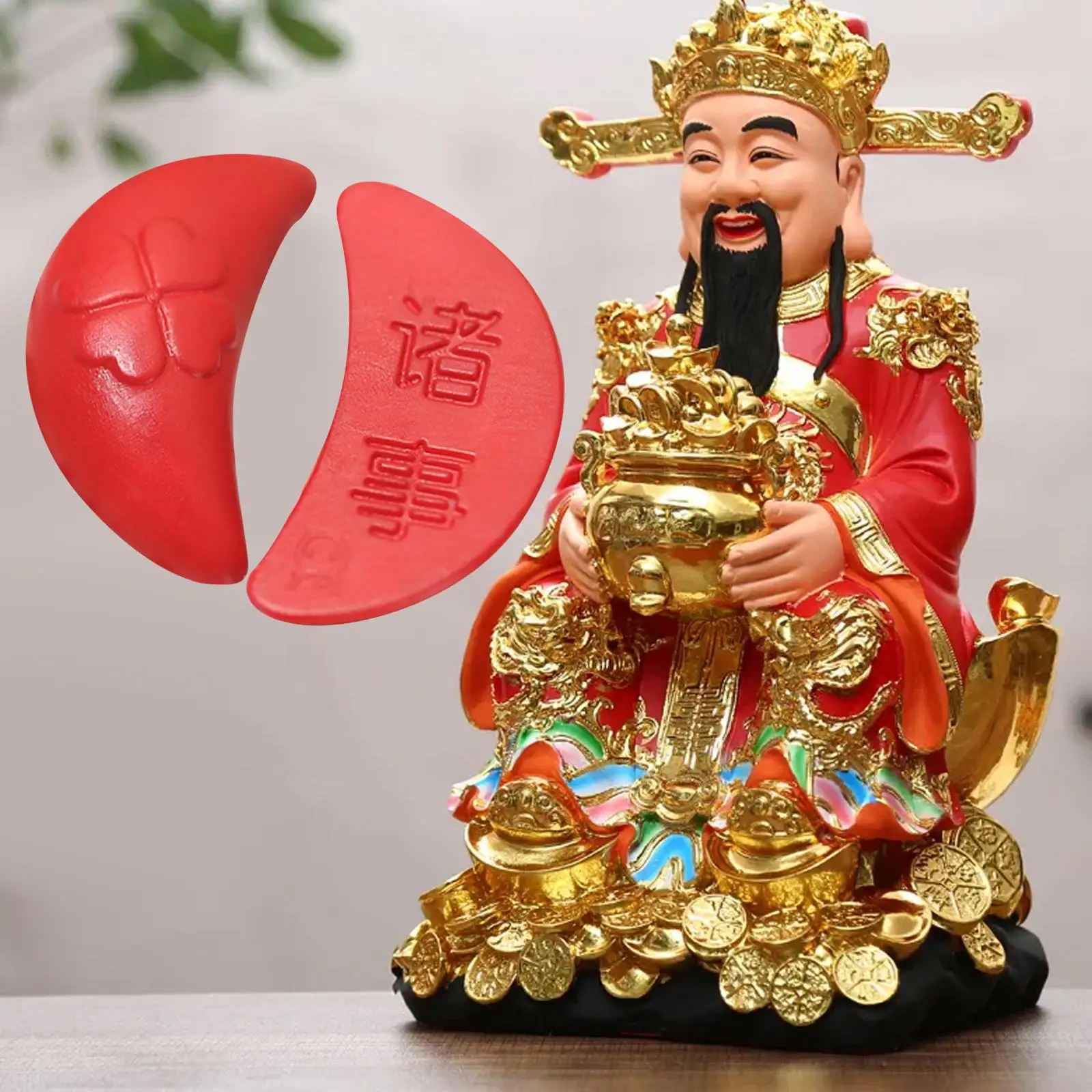 2Pcs Wooden Divination Holy Cups Props Carved Taoist Divination Supplies Feng Shui Figurines Sacred Gua Cup Religion Ornament