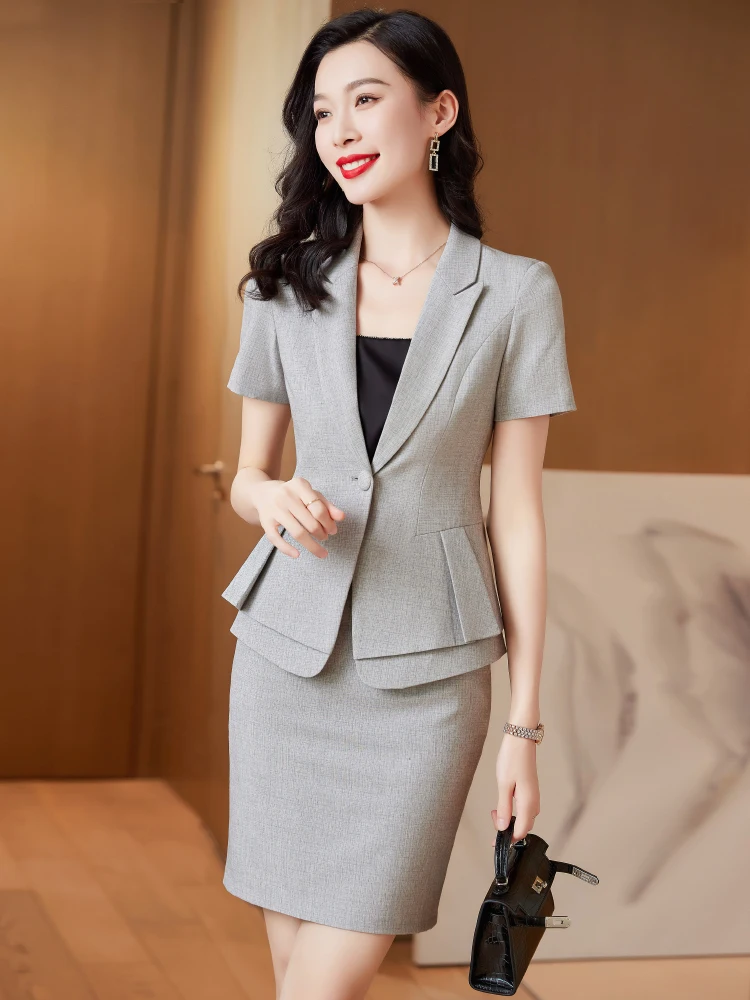 

Professional Short Sleeve Women's Suit Set Summer Hotel Front Desk Workwear for Sales Office And Jewelry Store