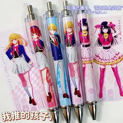 Anime Oshi No Ko Ballpoint Gel Pen, tinta preta, material escolar, MHoshino Ai Cho, água-marinha, Kurokawa Akane, 0.5mm