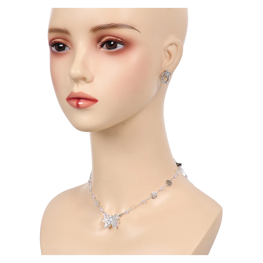 2025 شريرة 2 Glinda تأثيري القوس أقراط قلادة الملابس والاكسسوارات قرط كبس شريط حول ياقة الملابس النساء الكبار دور هالوين البدلة الدعائم #3