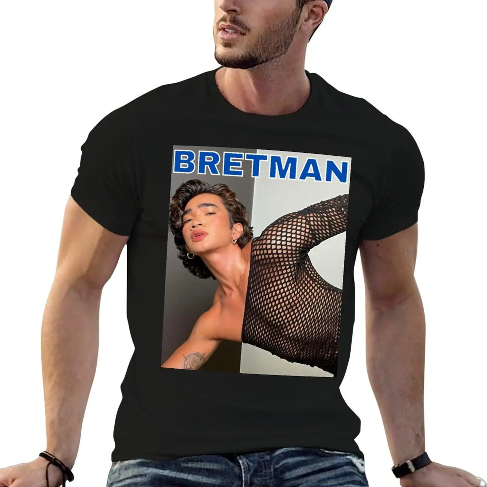 Футболка Bretman rock b/w merch, футболки из 100% хлопка, мужские футболки с рисунком, футболка