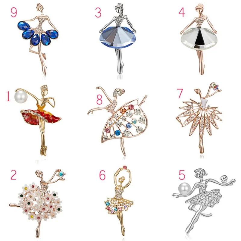 Dancing Girl Brooch Set Diamond Painting Oil Brooch Women's Anti-slip Clothing Wholesale 2024 Autumn Winter Halloween Jewelry