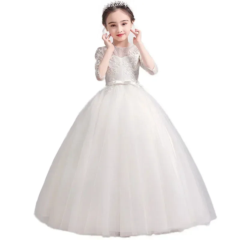 2024 New Spring Flower Girl White Birthday Princess Performance Singing Performance Costume Stage Choral Costume