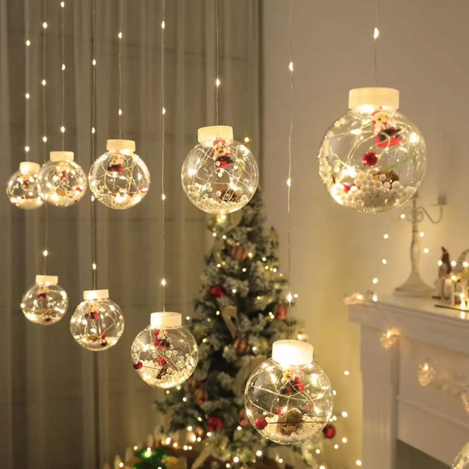 

Santa Claus Snowman Window Curtain Xmas Christmas Wishing Ball Lights Indoor Outdoor Romantic Fairy Christmas LED String Lights