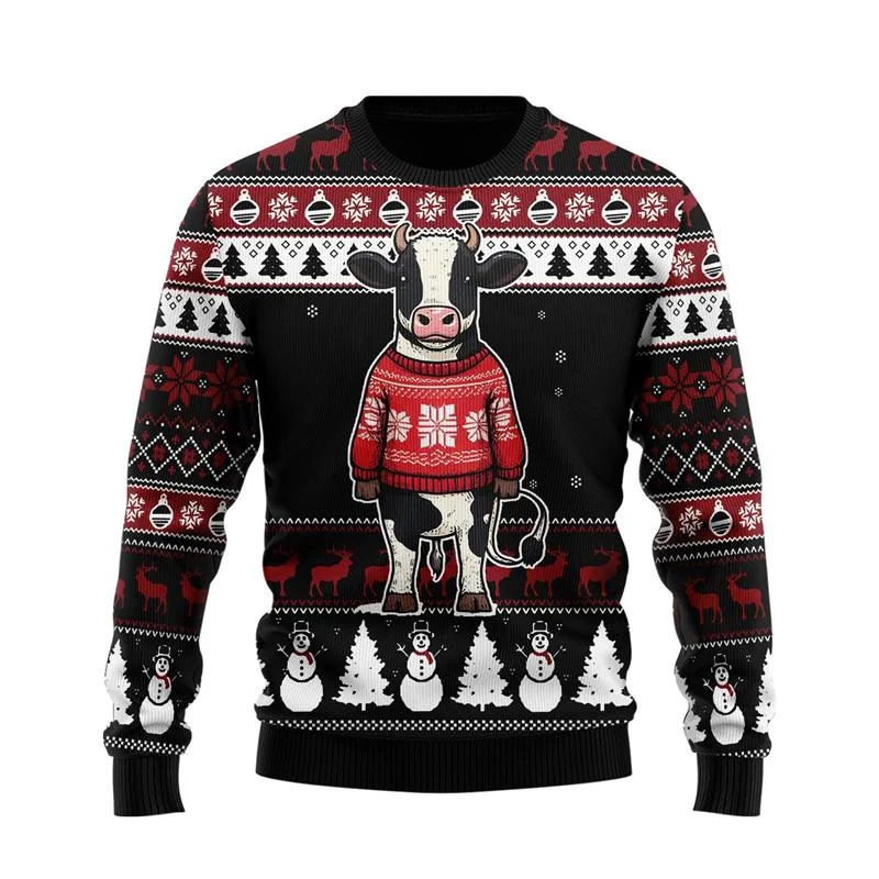 Divertente brutto maglione natalizio da uomo, regalo pullover natalizio girocollo a maniche lunghe, morbido novità per feste, vestibilità ampia