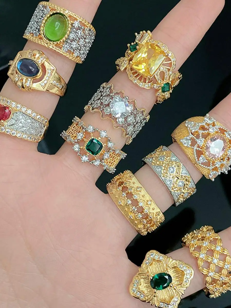 

Новое винтажное массивное кольцо с цирконием, матовое, роскошное, женское, элегантное, в дворцовом стиле, модное ювелирное украшение