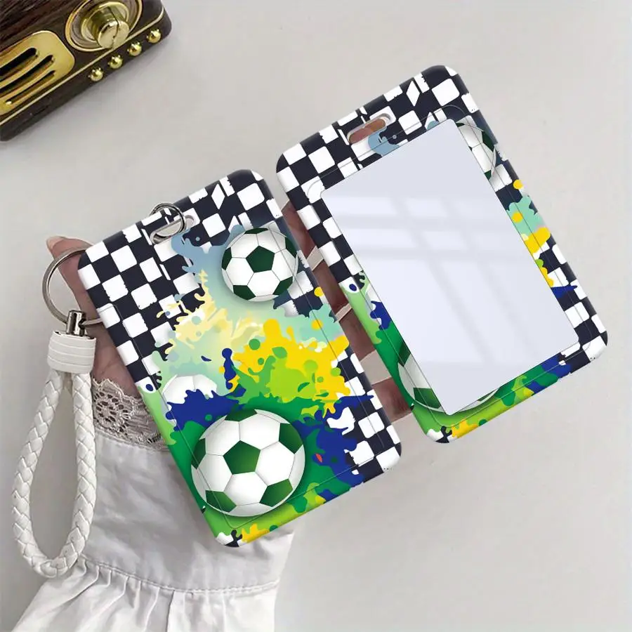 

Cover Case 1Pc Card Holder Retractable Credit Card Holders Holders Child Bus with lanyard Bank ID Badge Football Star Design
