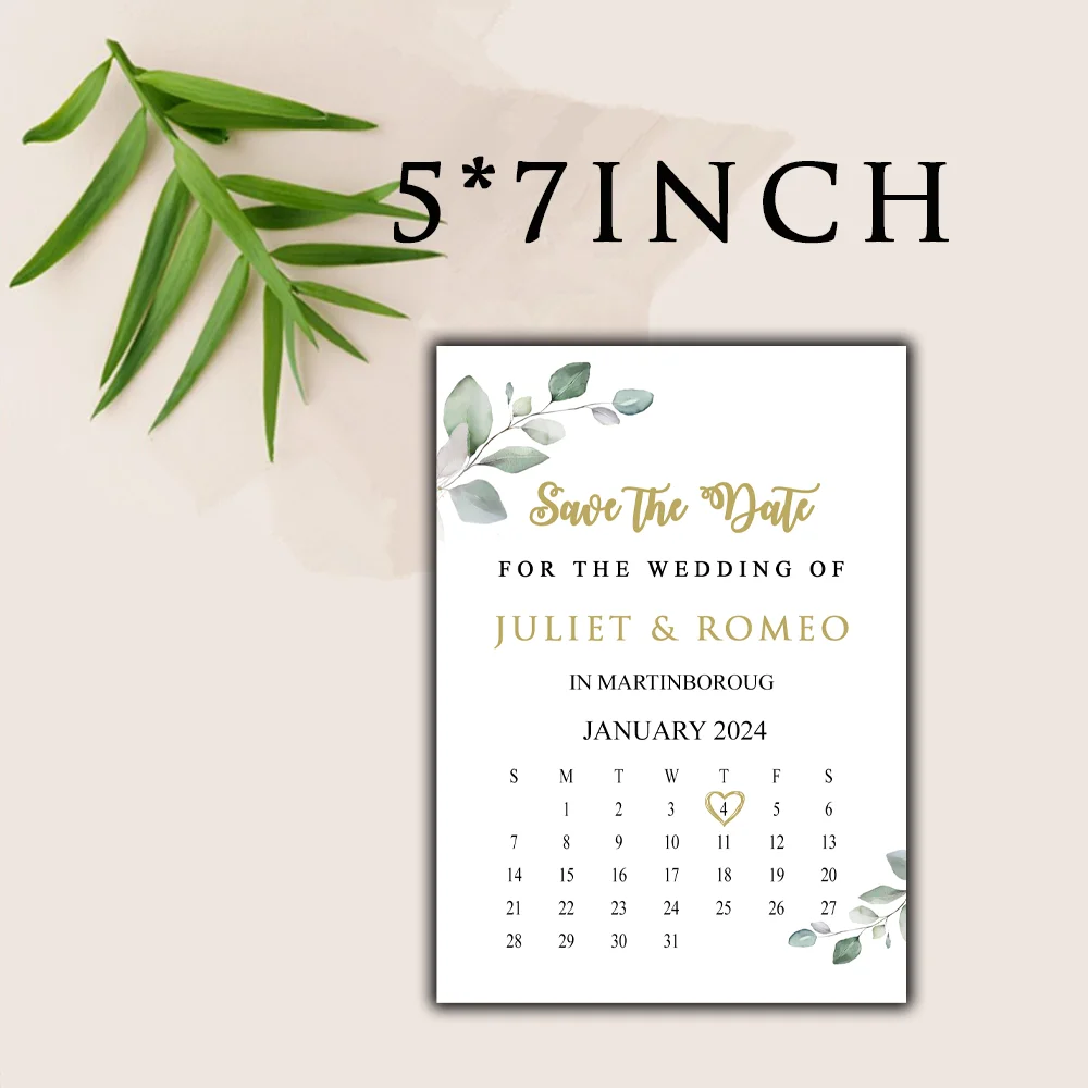

Greenery Save the Date Card, Customized Calendar, DIY Card