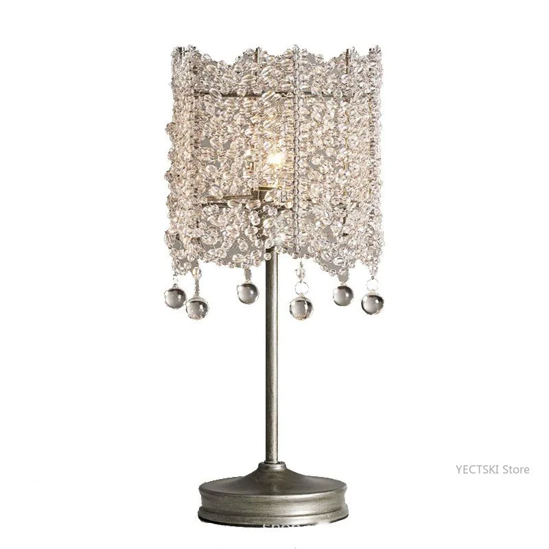 

American luxury minimalist crystal desk lamp, study room bedside, French living room sofa decorative lighting fixture