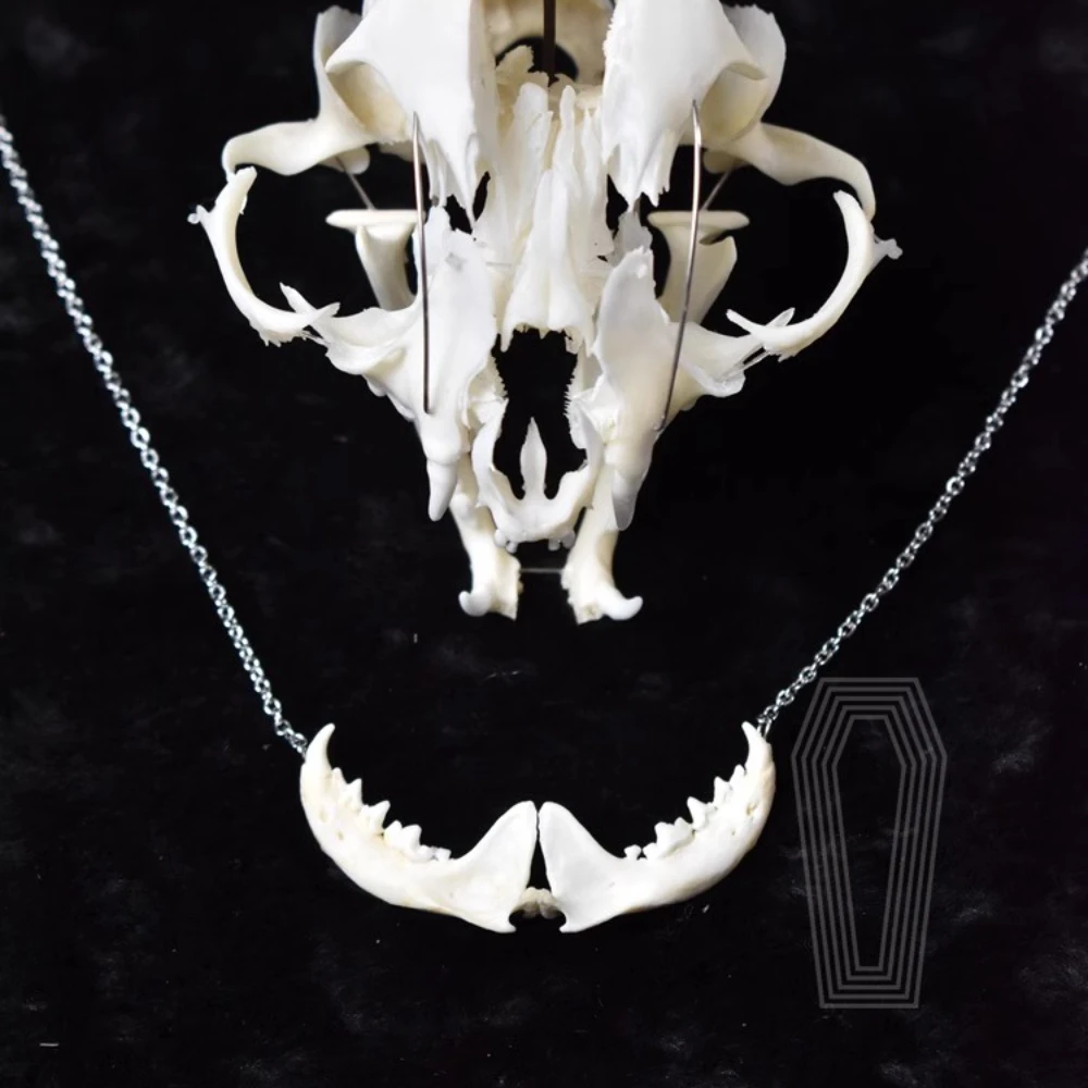 Ręcznie robiony mały model gotyckiego naszyjnika w stylu punkowym z zawieszką z kości dla kobiet i mężczyzn, łańcuszek ze stopu, prezent na Boże Narodzenie, Halloween, imprezę, gotyk.