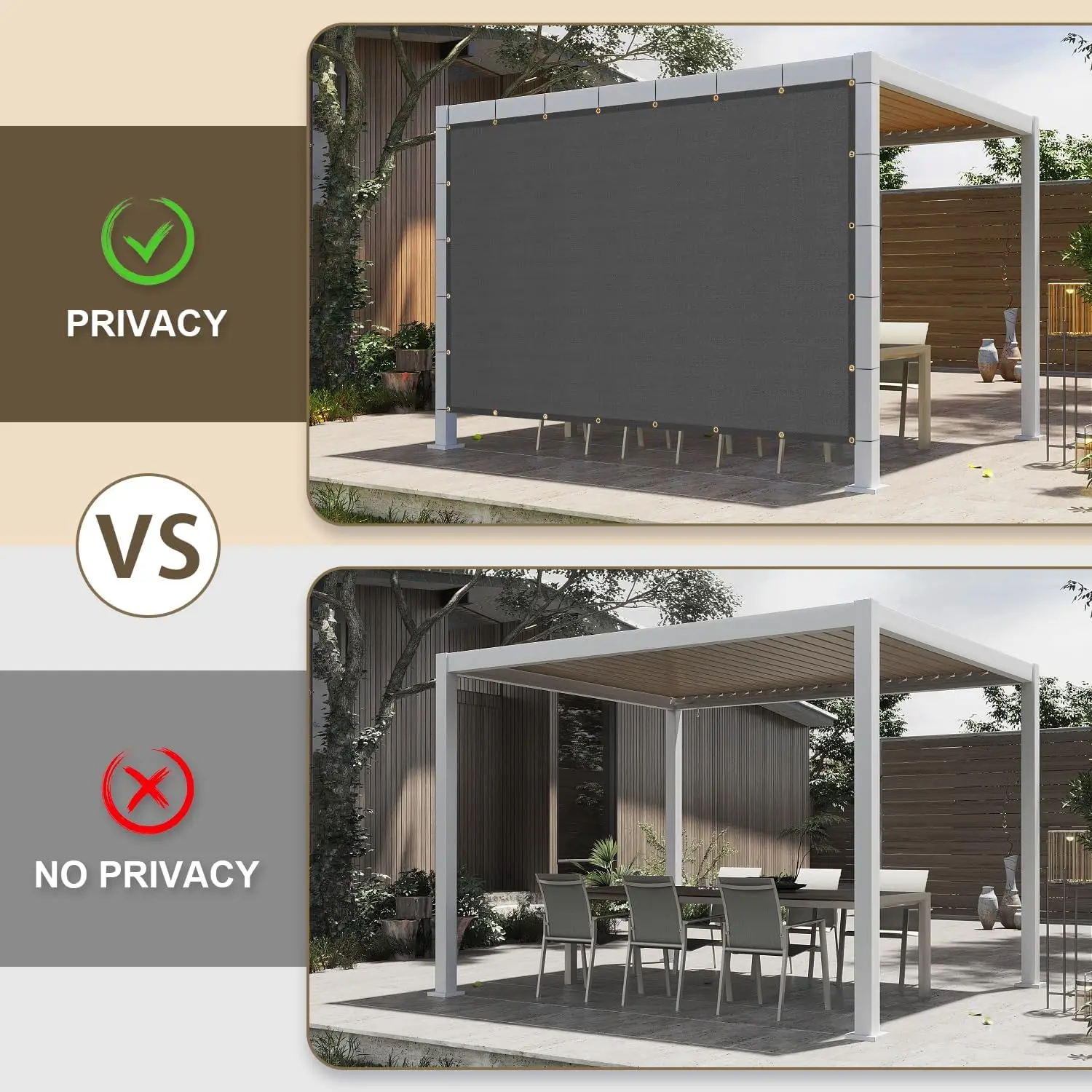 Outdoor Patio Sun Shade Cloth, Dark Grey, 95% UV Protection, Custom Size 17x24 FT with Grommets