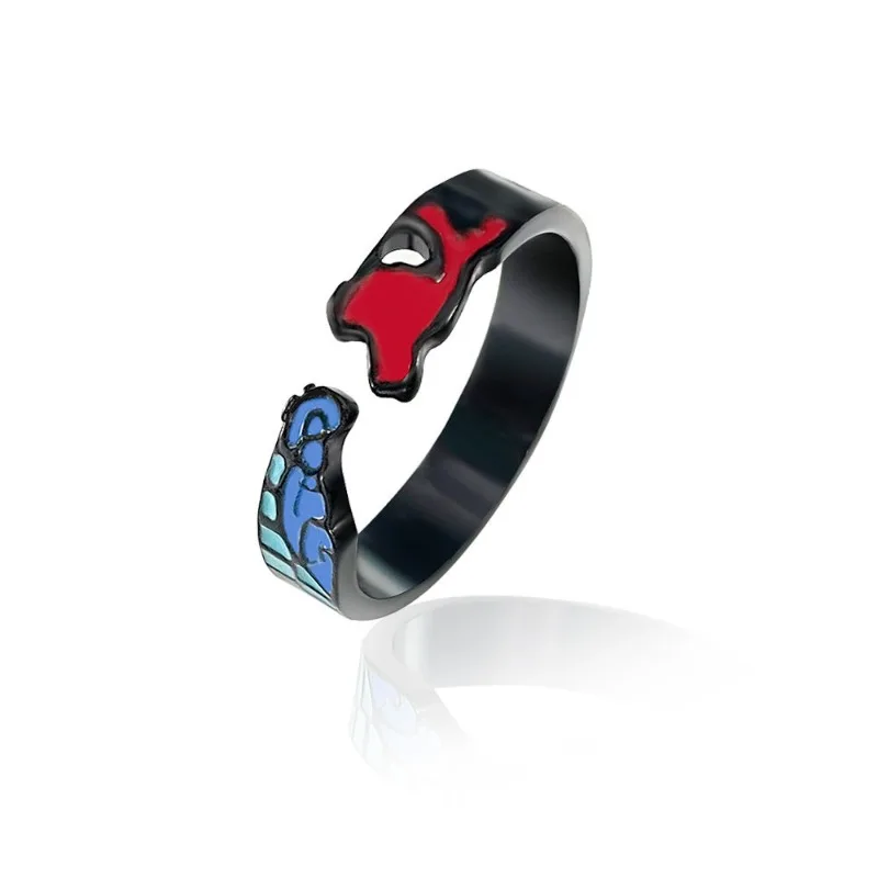 Demon Slayer Kamado Tanjirou Agatsuma Zenitsu personality creative ring couple fashion adjustable ring Valentine's Day gifts