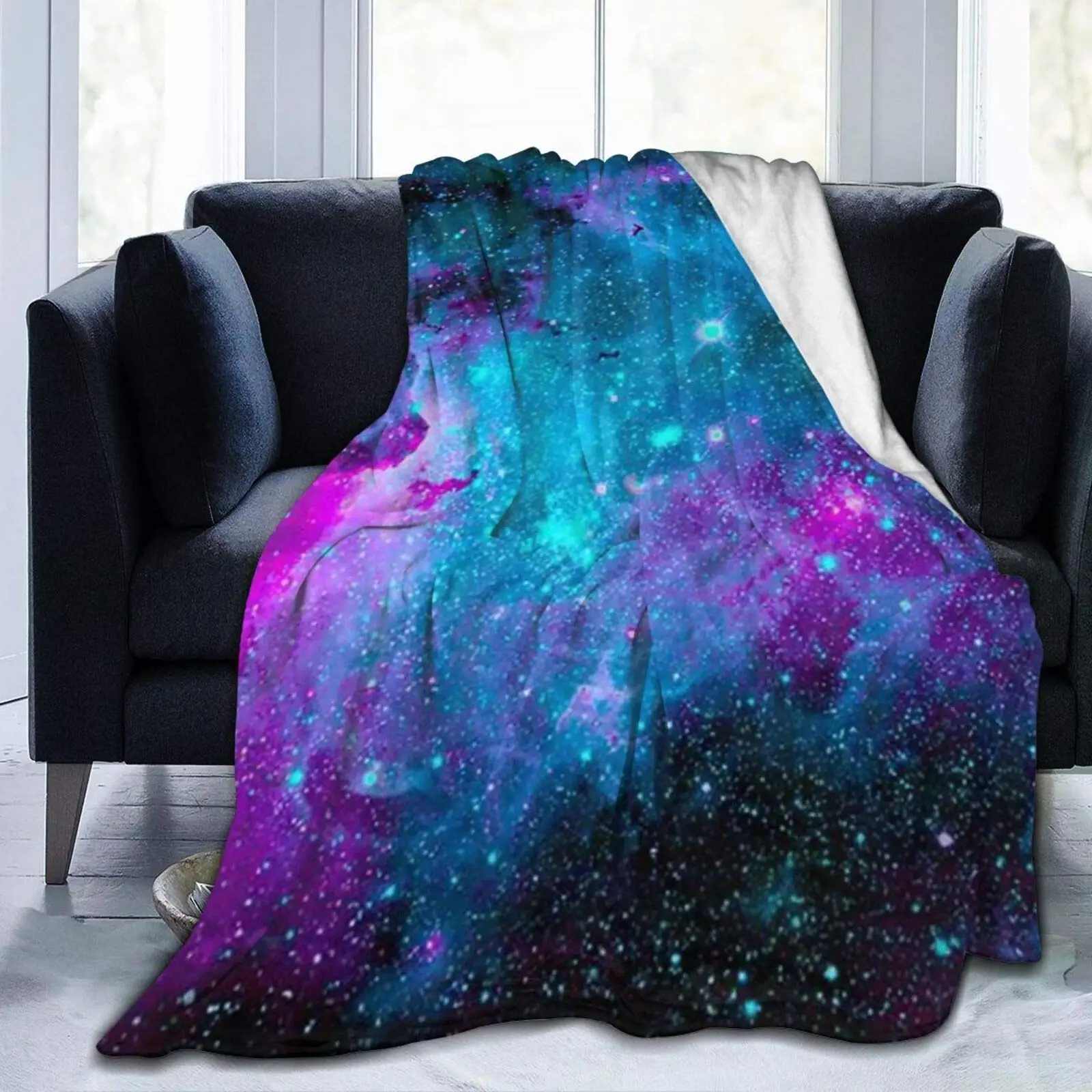 

Galaxy Space Flannel Throw Blankets Super Soft Warm Plush Fluffy Lightweight Cozy Fuzzy Fleece Blankets for Children Teens