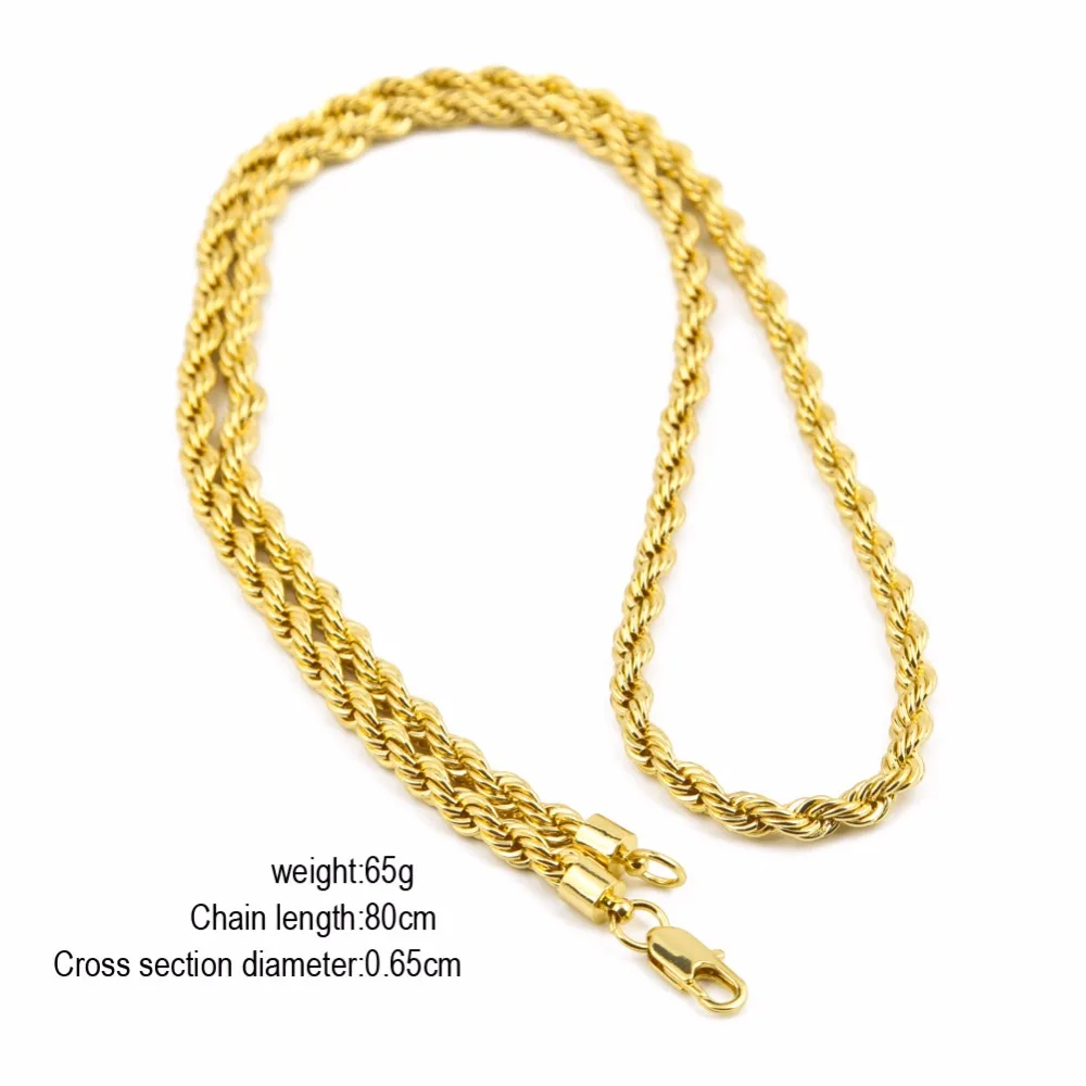 Gold Silver Color 6mm/ 1cm Rope Chain Set For Men And Women Punk Necklace